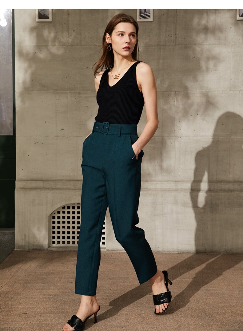 Women's Straight Belt Trousers