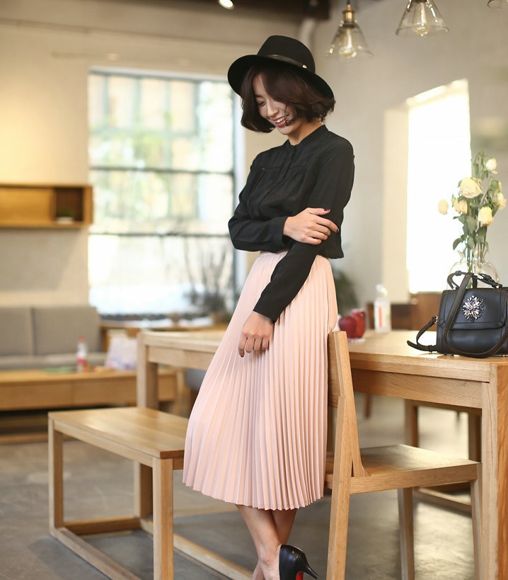 Women's High Waist Pleated Skirt