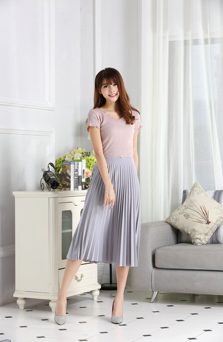 Women's High Waist Pleated Skirt