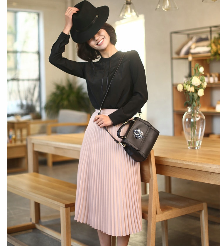 Women's High Waist Pleated Skirt