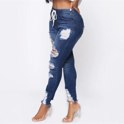 Light Blue Ripped Jeans for Women