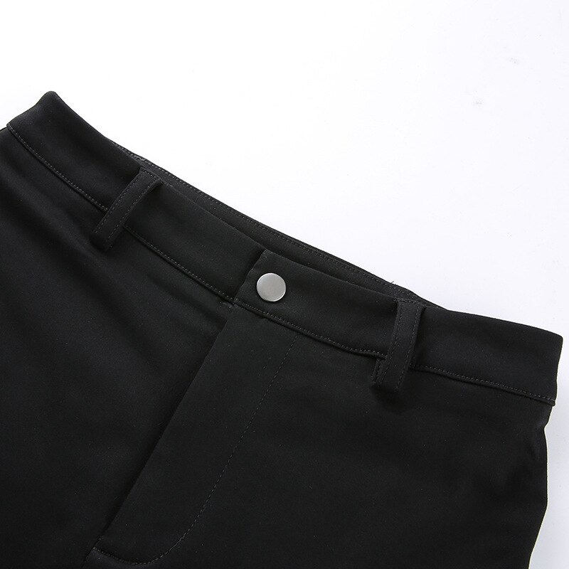 Women's Black Slim Shorts with Leg Belts