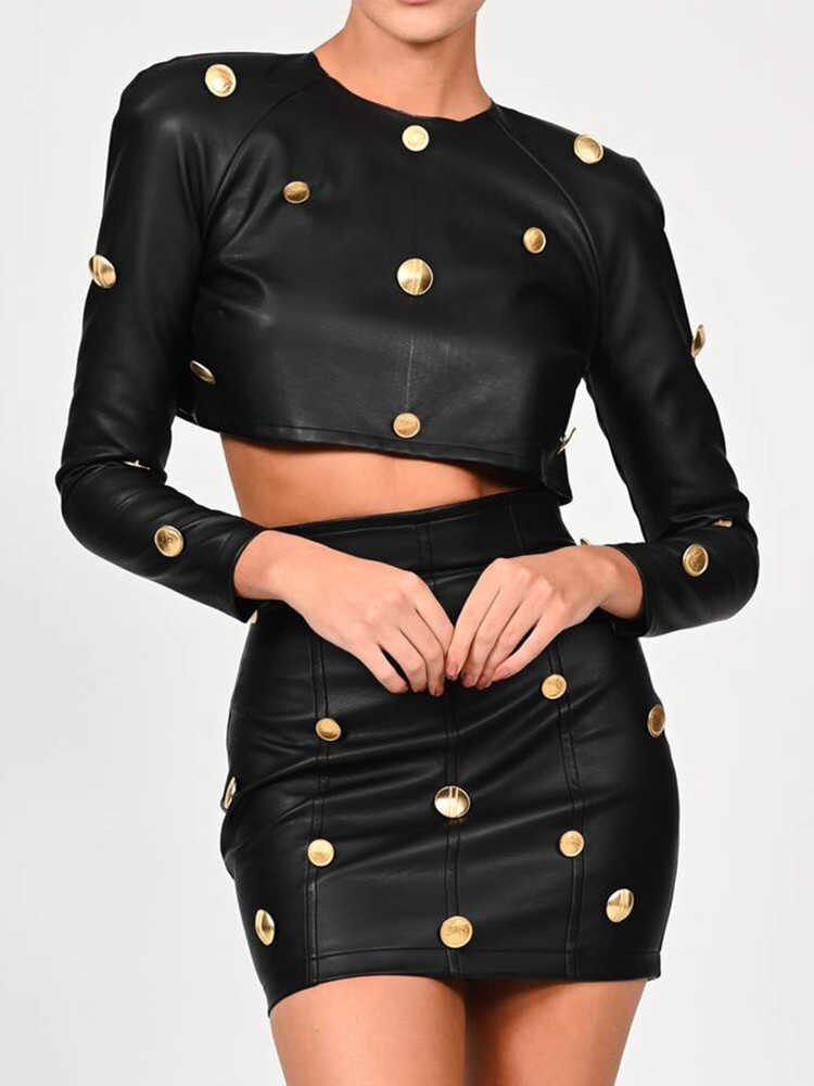 Women's Elegant Button Skirt Suit