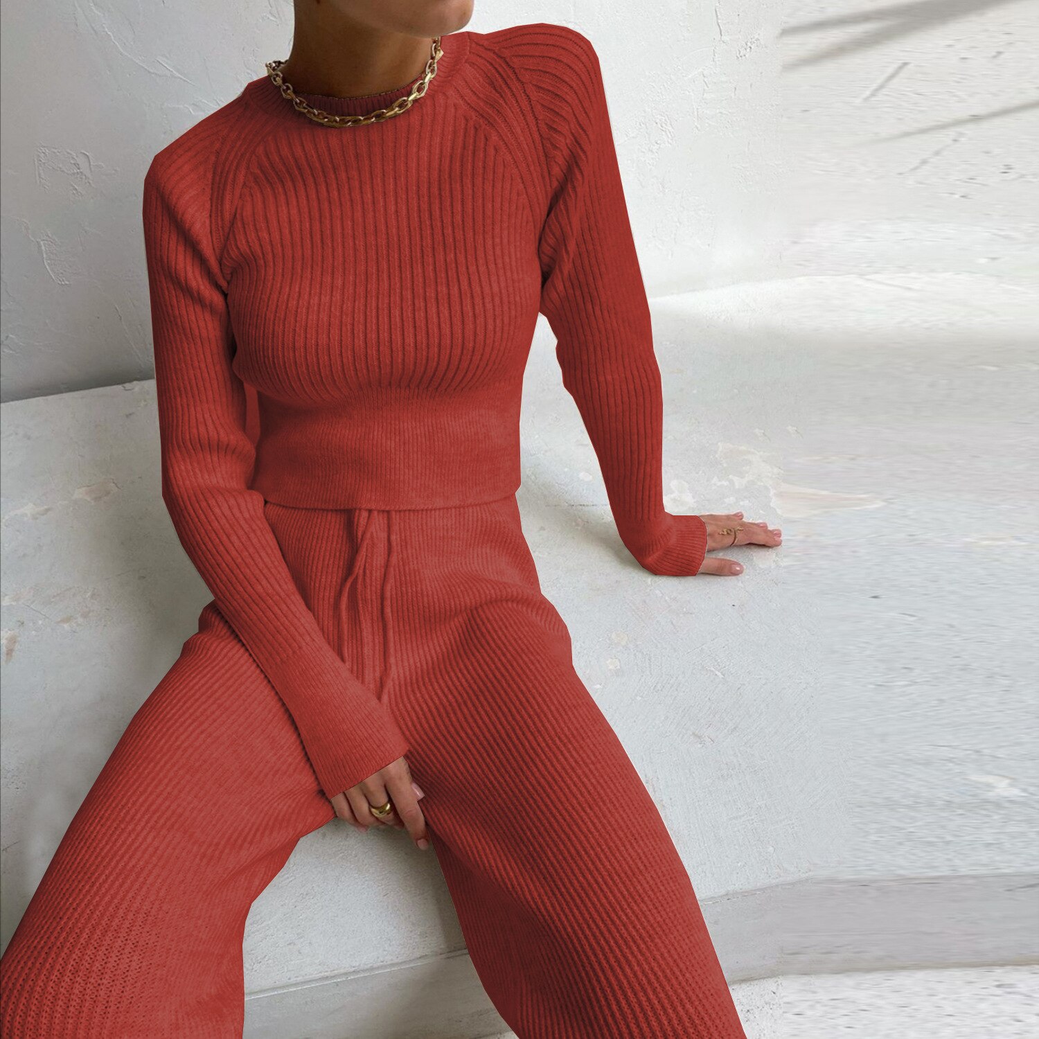 Women's Knitted Skirt and Top Tracksuit