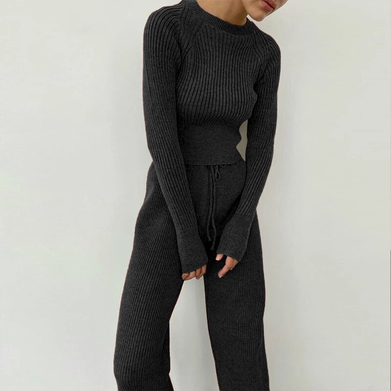 Women's Knitted Skirt and Top Tracksuit