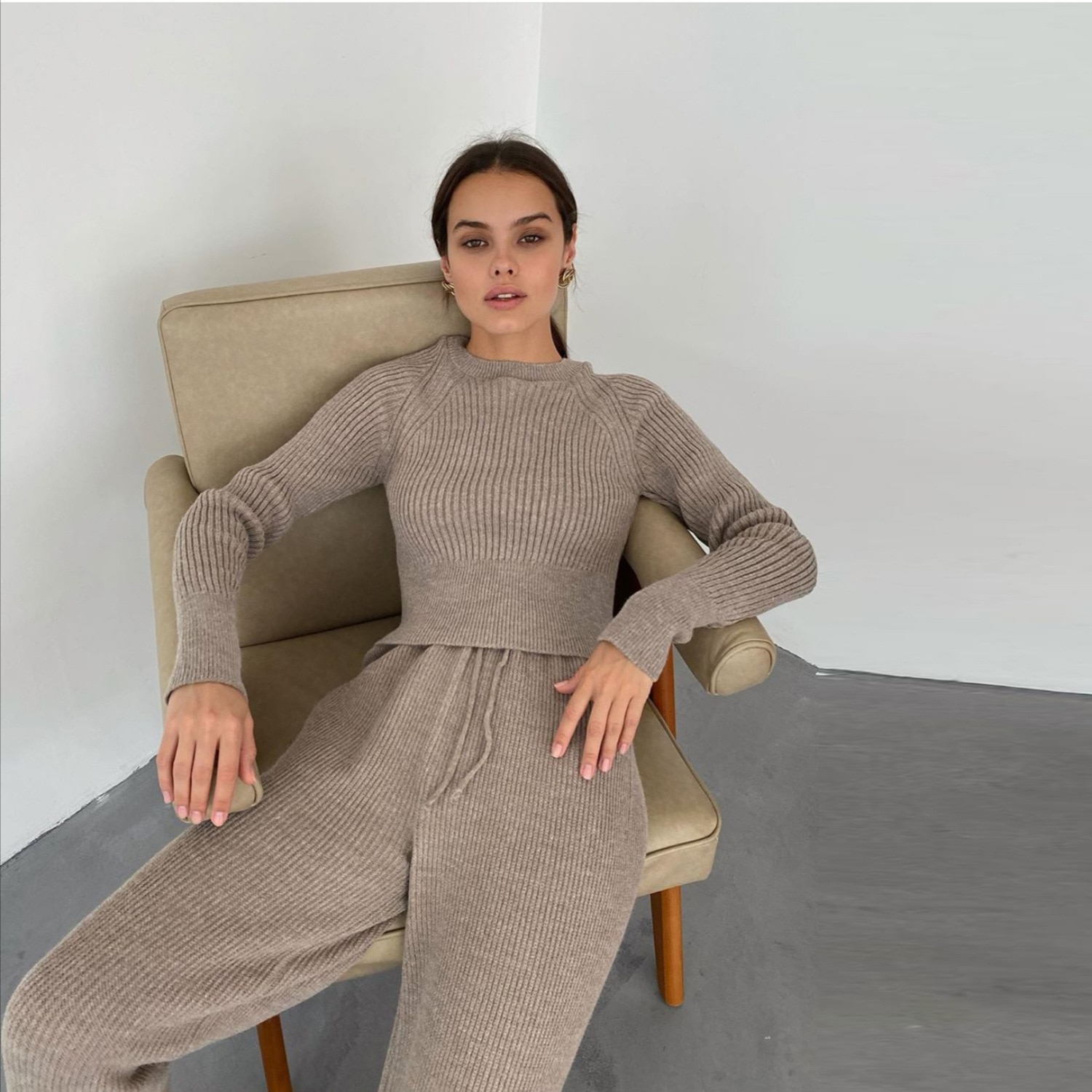 Women's Knitted Skirt and Top Tracksuit