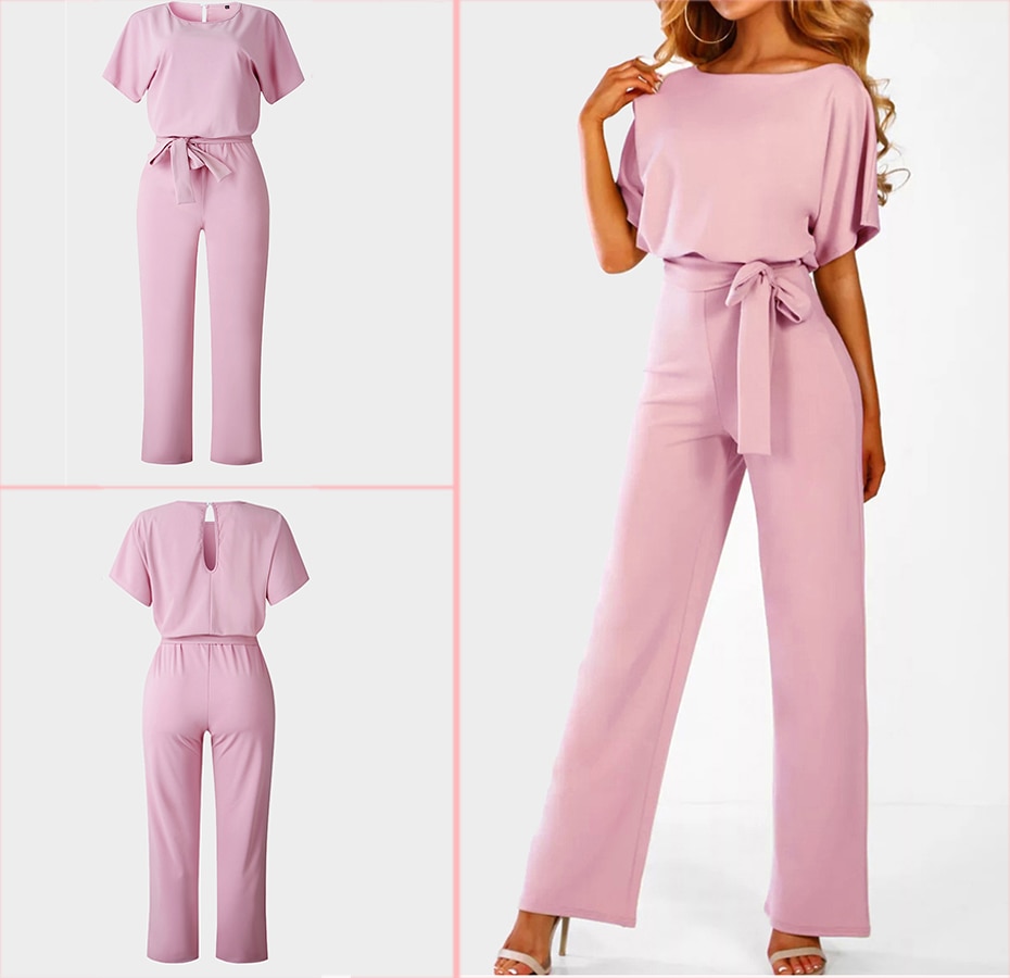 Women's Bat Sleeve Belted Jumpsuit