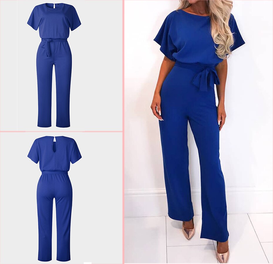 Women's Bat Sleeve Belted Jumpsuit