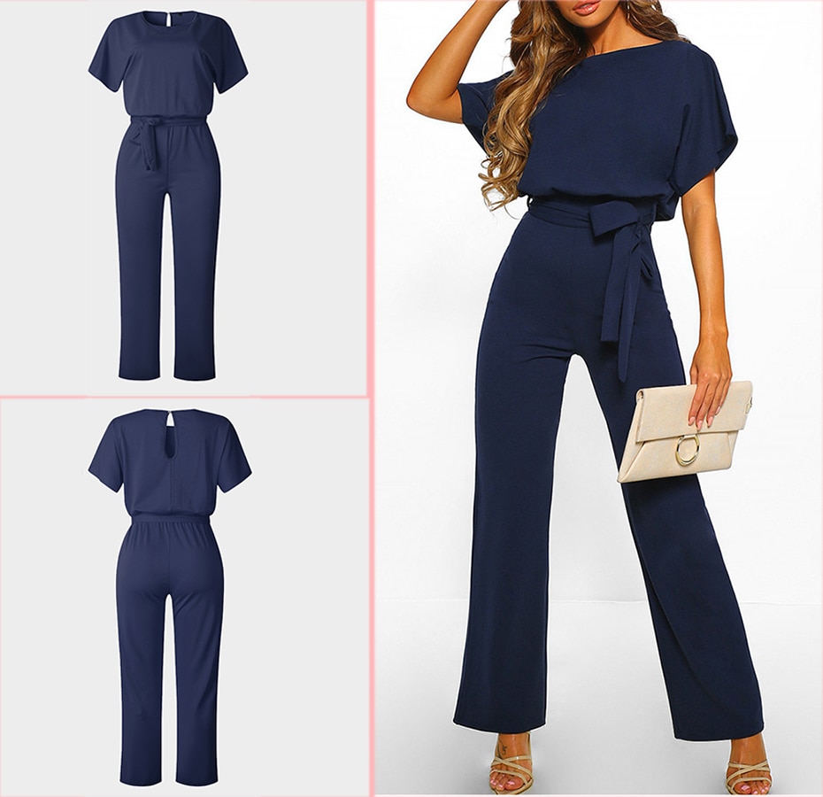 Women's Bat Sleeve Belted Jumpsuit