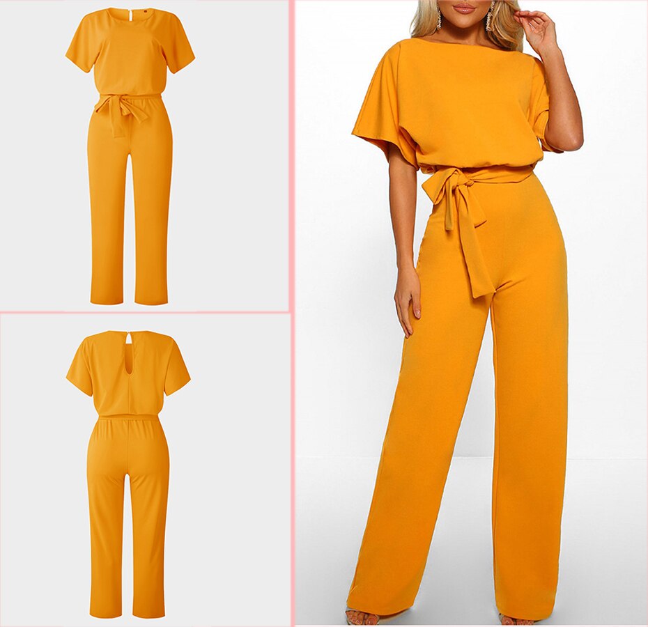 Women's Bat Sleeve Belted Jumpsuit