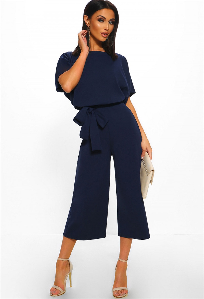 Cotton Bandage Women's Jumpsuit with Belt