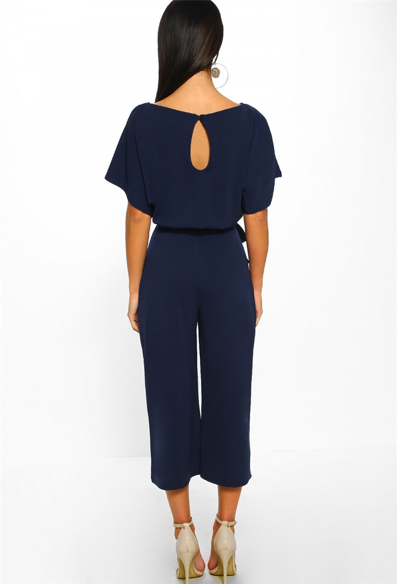 Cotton Bandage Women's Jumpsuit with Belt