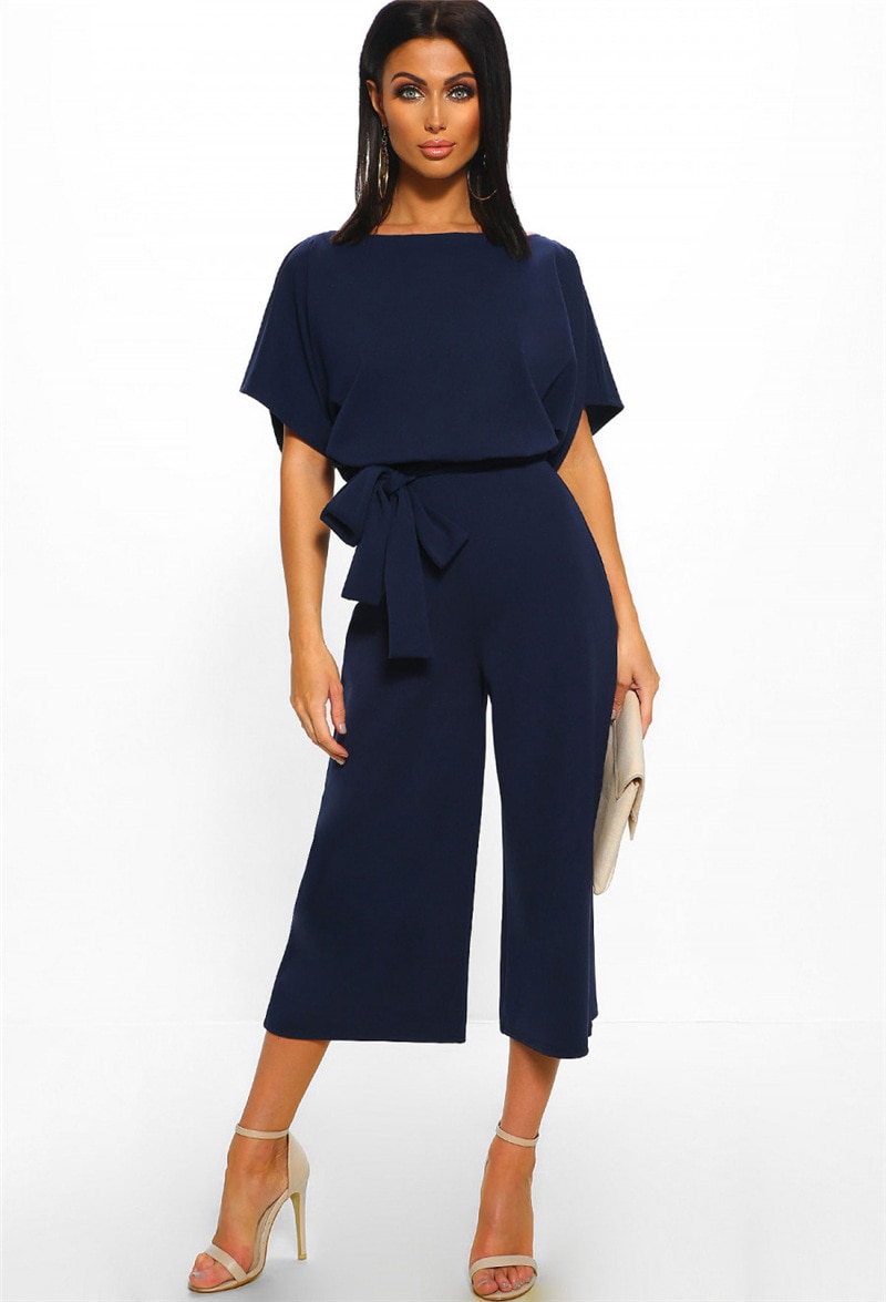 Cotton Bandage Women's Jumpsuit with Belt