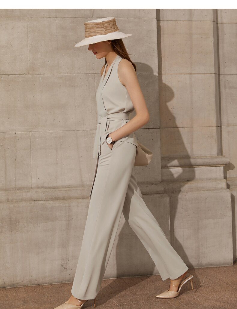 Minimalism Style Women's Halter Blouse with High Waist Pants Set