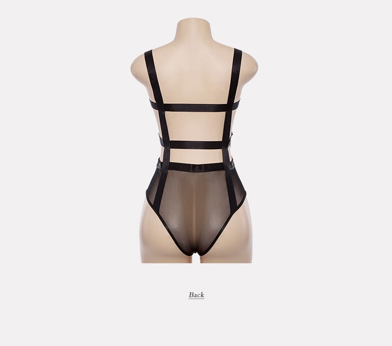 Women's Black Mesh Bodysuit