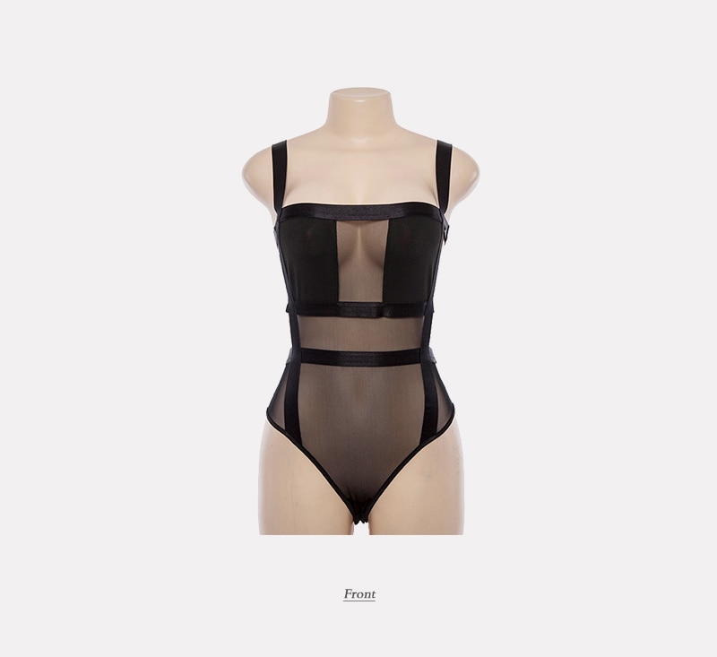 Women's Black Mesh Bodysuit