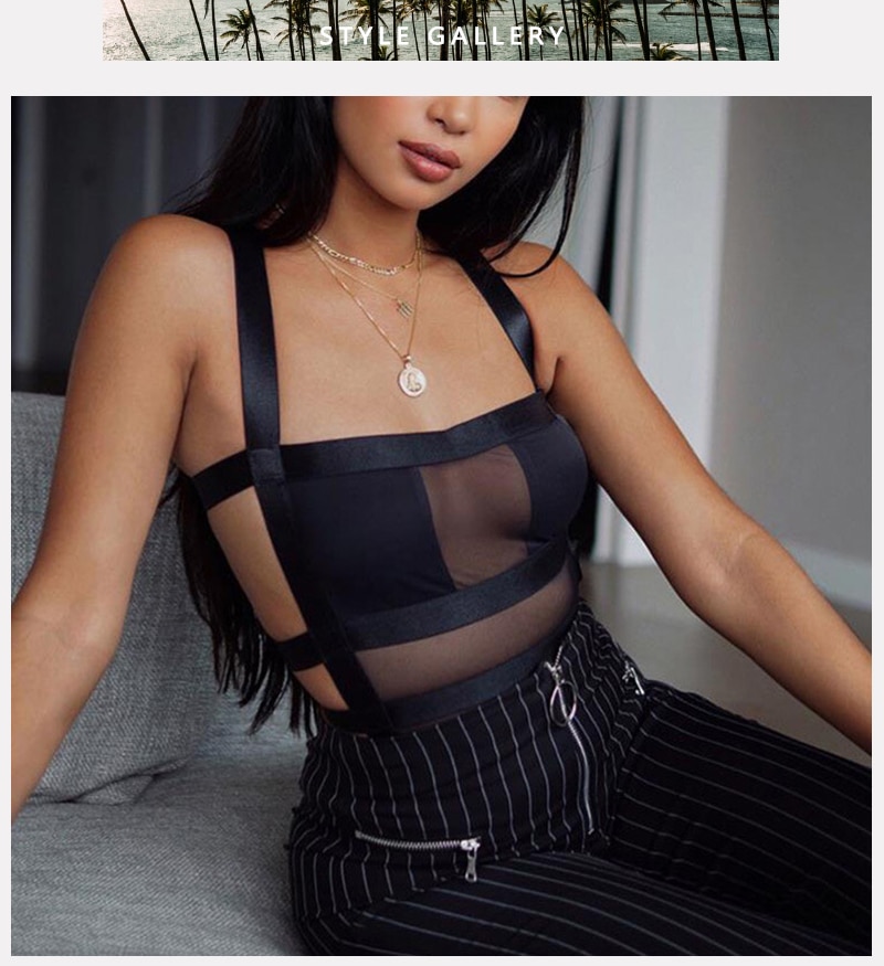 Women's Black Mesh Bodysuit