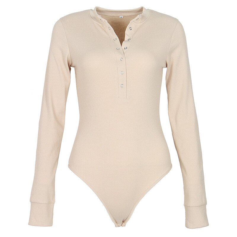 Knitted Button Down Bodysuit for Women