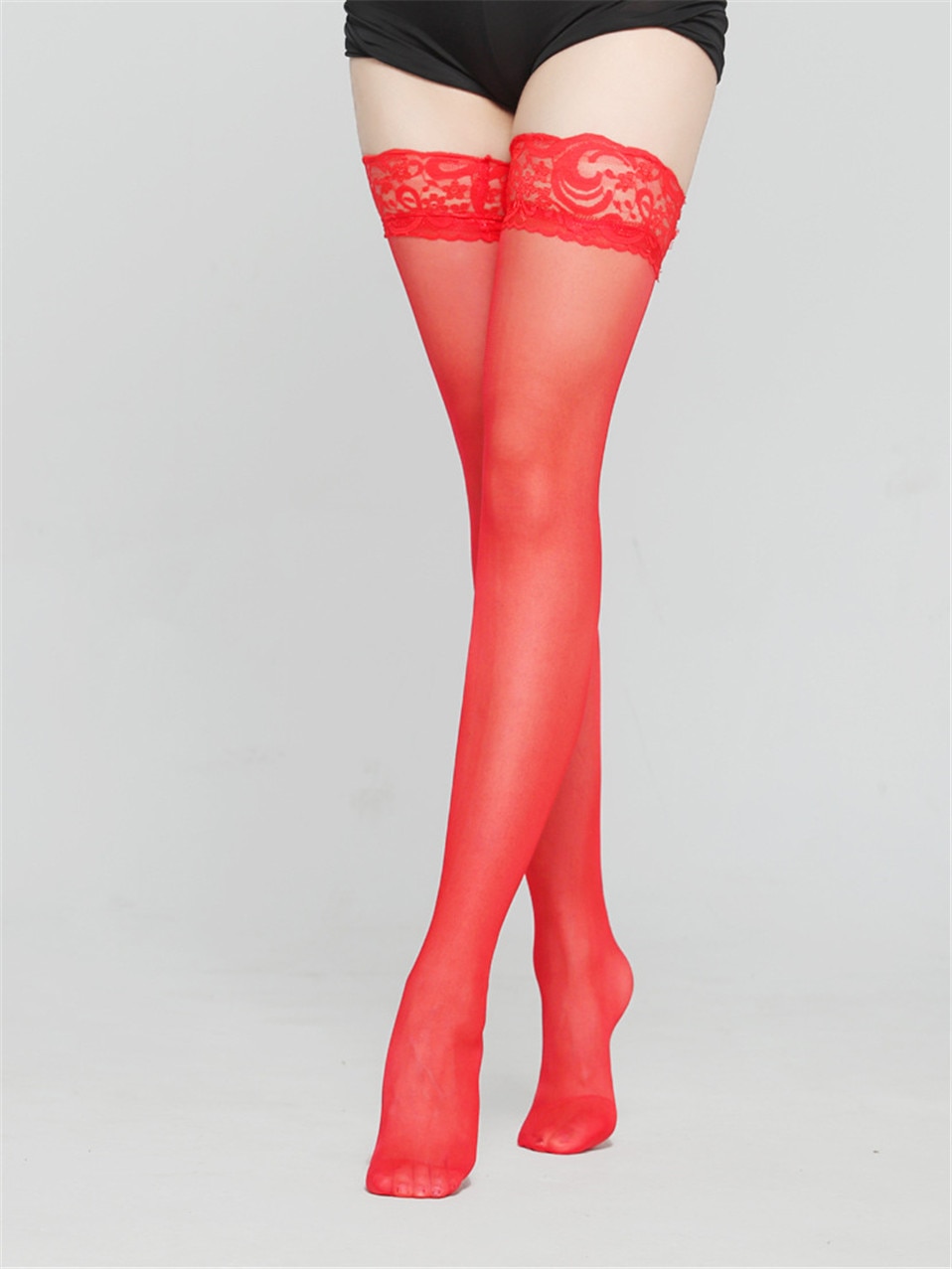 Women's Lace Trim Silk Stockings