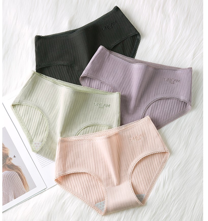 Women's Basic Ribbed Cotton Panties 4 Pcs Set