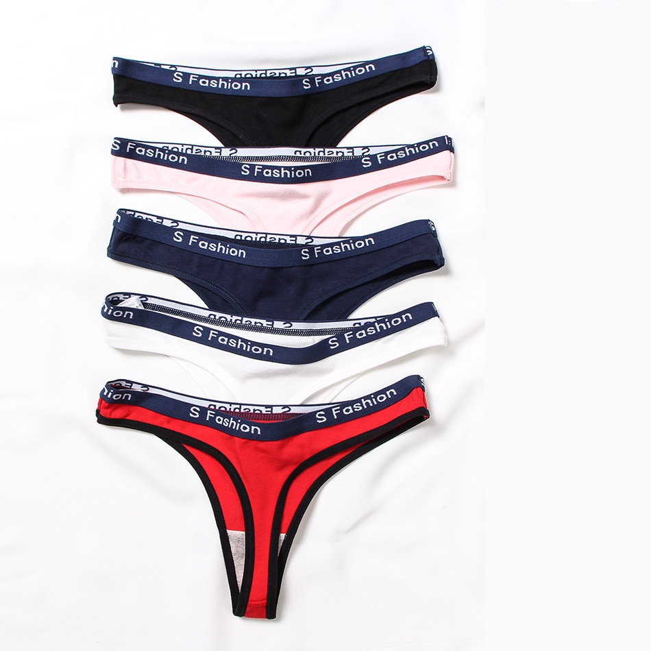 Set of 5 High-Waisted Women's Thongs