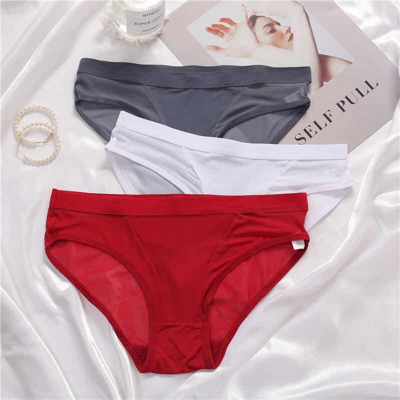 Women's Mesh Detail Panties 3 Pcs Set