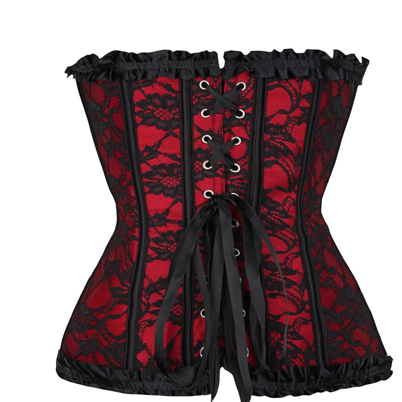 Red Mesh Grid Corset