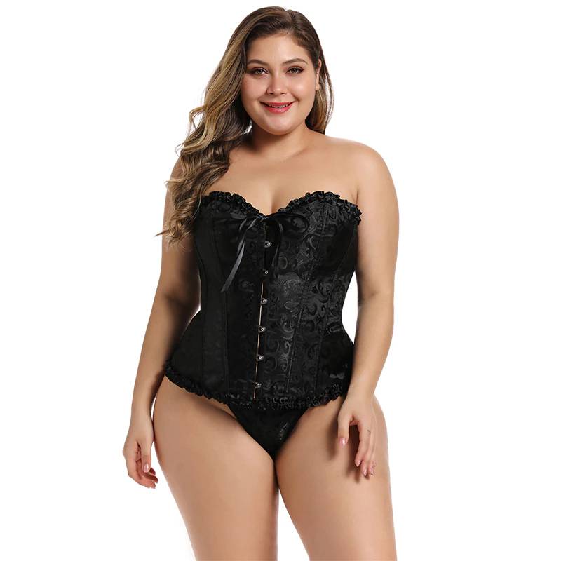 Floral Embroidery Women's Corset in Plus Size