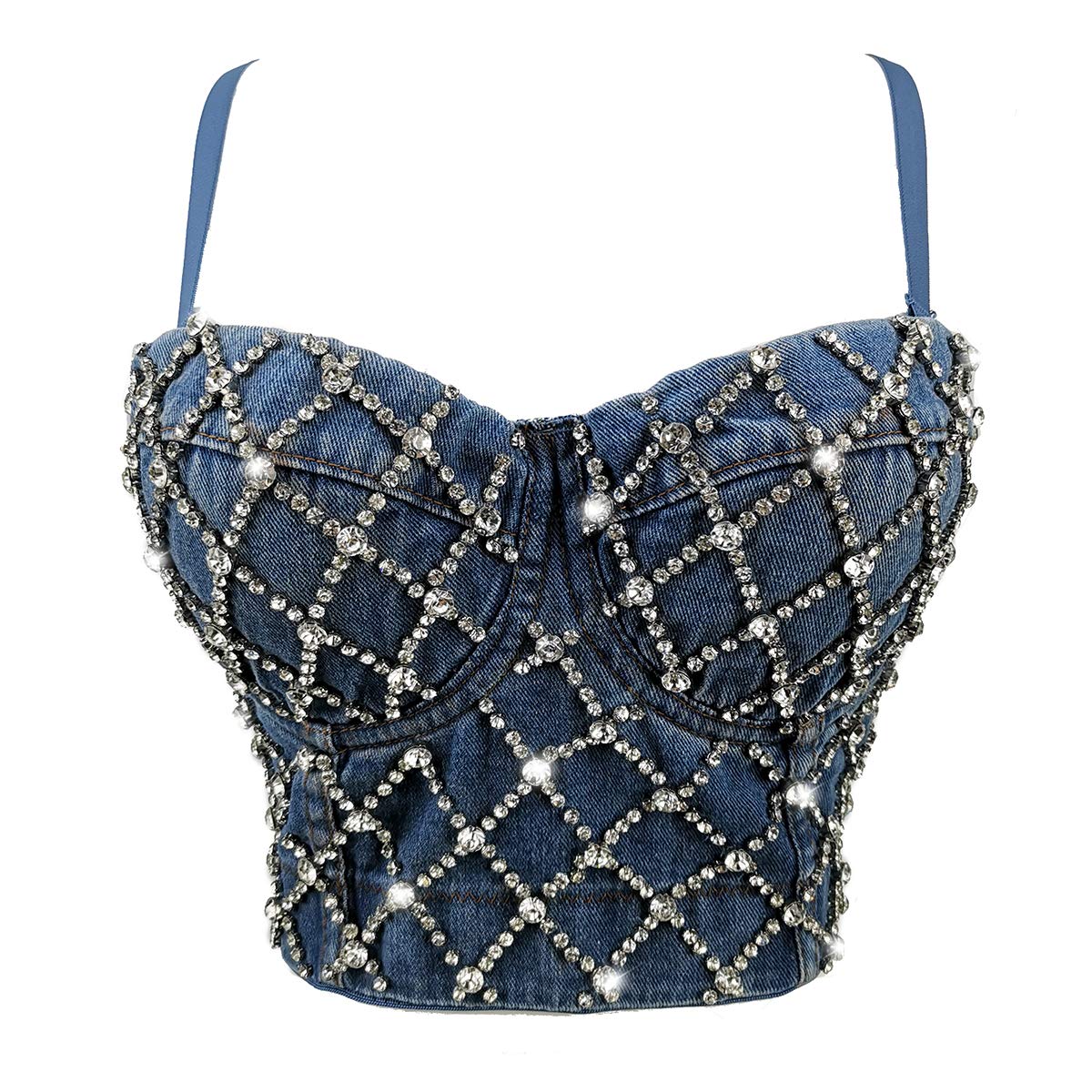 Rhinestone Decorated Push Up Bustier