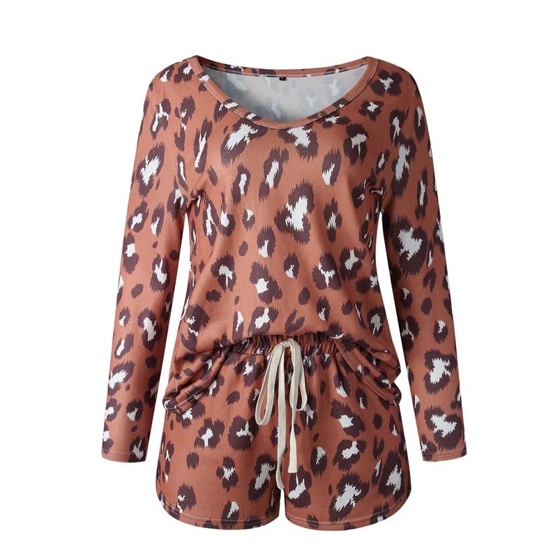 Pajama Set for Women with Leopard Print