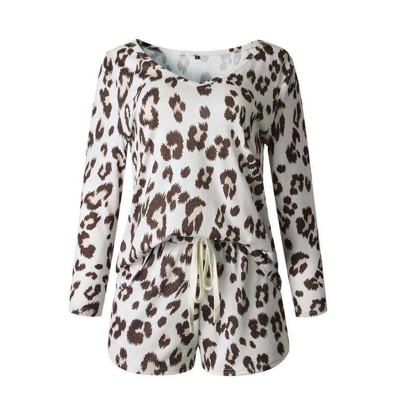 Pajama Set for Women with Leopard Print