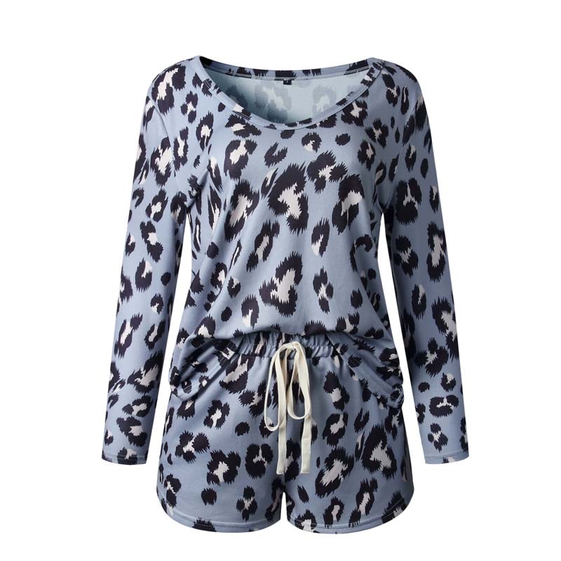 Pajama Set for Women with Leopard Print