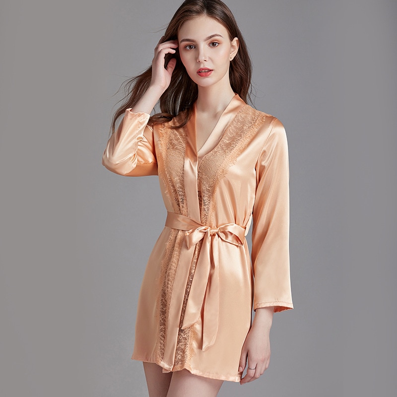 Women's Robe with See-Through Detailing