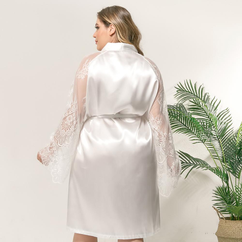 Plus Size Women's Kimono with Lace Sleeves