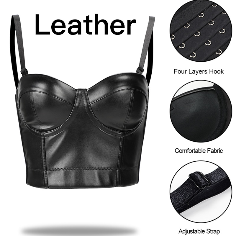 Black Leather Short Bustier