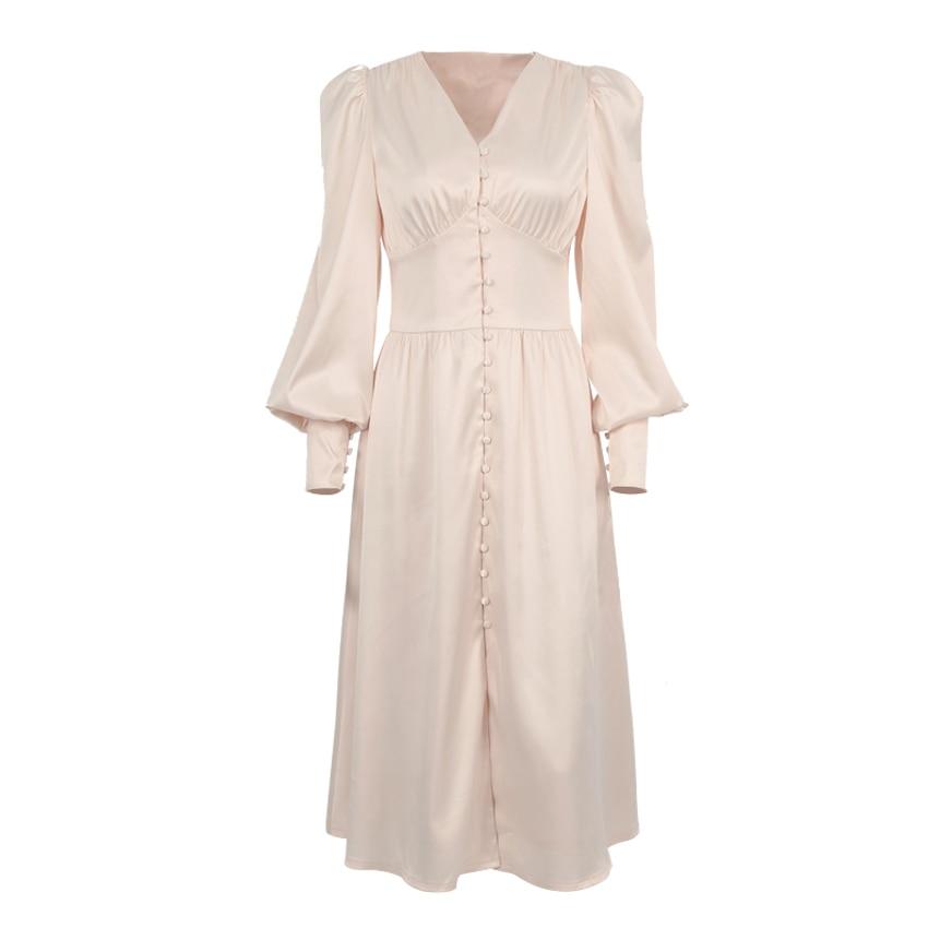 Women's Satin Puff Sleeve Dress