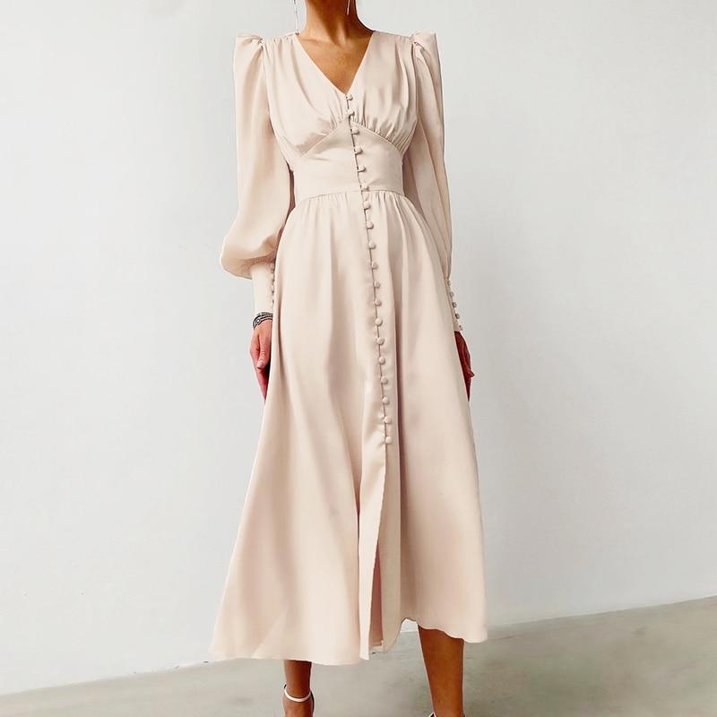 Women's Satin Puff Sleeve Dress